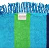 COTTON CRAFT Round Beach Towel Blanket – 100% Cotton Plush Jacquard Velour 5 Foot Pool Picnic Towel Yoga Meditation Mat – 60 Inch Circular Beach Blanket Throw with Fringe – Cabana Stripe Blue Green(Cabana Stripe Blue Green)