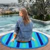 COTTON CRAFT Round Beach Towel Blanket – 100% Cotton Plush Jacquard Velour 5 Foot Pool Picnic Towel Yoga Meditation Mat – 60 Inch Circular Beach Blanket Throw with Fringe – Cabana Stripe Blue Green(Cabana Stripe Blue Green)