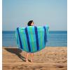 COTTON CRAFT Round Beach Towel Blanket – 100% Cotton Plush Jacquard Velour 5 Foot Pool Picnic Towel Yoga Meditation Mat – 60 Inch Circular Beach Blanket Throw with Fringe – Cabana Stripe Blue Green(Cabana Stripe Blue Green)