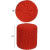 COTTON CRAFT Round Dori Pouf – Cotton Braid Cord Cable Knitted Ottoman – Foot Stool Footrest Floor Pouf Accent Furniture Bean Bag – Living Room Dorm Décor – 20.5 Dia x 13.5 High – Round Ivory Cream(Orange – Cylindrical)