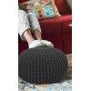 COTTON CRAFT Round Dori Pouf – Cotton Braid Cord Cable Knitted Ottoman – Foot Stool Footrest Floor Pouf Accent Furniture Bean Bag – Living Room Dorm Décor – 20.5 Dia x 13.5 High – Round Ivory Cream(Grey – Round)