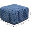 COTTON CRAFT Round Dori Pouf – Cotton Braid Cord Cable Knitted Ottoman – Foot Stool Footrest Floor Pouf Accent Furniture Bean Bag – Living Room Dorm Décor – 20.5 Dia x 13.5 High – Round Ivory Cream(Blue – Cube Small)