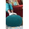 COTTON CRAFT Round Dori Pouf – Cotton Braid Cord Cable Knitted Ottoman – Foot Stool Footrest Floor Pouf Accent Furniture Bean Bag – Living Room Dorm Décor – 20.5 Dia x 13.5 High – Round Ivory Cream(Teal – Round)