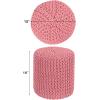 COTTON CRAFT Round Dori Pouf – Cotton Braid Cord Cable Knitted Ottoman – Foot Stool Footrest Floor Pouf Accent Furniture Bean Bag – Living Room Dorm Décor – 20.5 Dia x 13.5 High – Round Ivory Cream(Pink – Cylindrical)