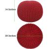 COTTON CRAFT Round Dori Pouf – Cotton Braid Cord Cable Knitted Ottoman – Foot Stool Footrest Floor Pouf Accent Furniture Bean Bag – Living Room Dorm Décor – 20.5 Dia x 13.5 High – Round Ivory Cream(Red – Round)