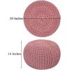 COTTON CRAFT Round Dori Pouf – Cotton Braid Cord Cable Knitted Ottoman – Foot Stool Footrest Floor Pouf Accent Furniture Bean Bag – Living Room Dorm Décor – 20.5 Dia x 13.5 High – Round Ivory Cream(Blush Pink – Round)