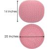 COTTON CRAFT Round Dori Pouf – Cotton Braid Cord Cable Knitted Ottoman – Foot Stool Footrest Floor Pouf Accent Furniture Bean Bag – Living Room Dorm Décor – 20.5 Dia x 13.5 High – Round Ivory Cream(Pink – Round)