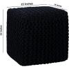 COTTON CRAFT Round Dori Pouf – Cotton Braid Cord Cable Knitted Ottoman – Foot Stool Footrest Floor Pouf Accent Furniture Bean Bag – Living Room Dorm Décor – 20.5 Dia x 13.5 High – Round Ivory Cream(Black – Cube Large)
