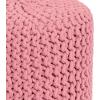 COTTON CRAFT Round Dori Pouf – Cotton Braid Cord Cable Knitted Ottoman – Foot Stool Footrest Floor Pouf Accent Furniture Bean Bag – Living Room Dorm Décor – 20.5 Dia x 13.5 High – Round Ivory Cream(Pink – Cylindrical)