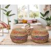 COTTON CRAFT Round Dori Pouf – Cotton Braid Cord Cable Knitted Ottoman – Foot Stool Footrest Floor Pouf Accent Furniture Bean Bag – Living Room Dorm Décor – 20.5 Dia x 13.5 High – Round Ivory Cream(Multi – Round)