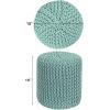 COTTON CRAFT Round Dori Pouf – Cotton Braid Cord Cable Knitted Ottoman – Foot Stool Footrest Floor Pouf Accent Furniture Bean Bag – Living Room Dorm Décor – 20.5 Dia x 13.5 High – Round Ivory Cream(Light Blue – Cylindrical)