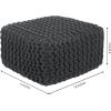 COTTON CRAFT Round Dori Pouf – Cotton Braid Cord Cable Knitted Ottoman – Foot Stool Footrest Floor Pouf Accent Furniture Bean Bag – Living Room Dorm Décor – 20.5 Dia x 13.5 High – Round Ivory Cream(Grey – Cube Small)
