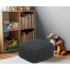 COTTON CRAFT Round Dori Pouf – Cotton Braid Cord Cable Knitted Ottoman – Foot Stool Footrest Floor Pouf Accent Furniture Bean Bag – Living Room Dorm Décor – 20.5 Dia x 13.5 High – Round Ivory Cream(Grey – Cube Small)