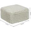 COTTON CRAFT Round Dori Pouf – Cotton Braid Cord Cable Knitted Ottoman – Foot Stool Footrest Floor Pouf Accent Furniture Bean Bag – Living Room Dorm Décor – 20.5 Dia x 13.5 High – Round Ivory Cream(Ivory – Cube Small)