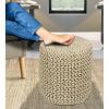 COTTON CRAFT Round Dori Pouf – Cotton Braid Cord Cable Knitted Ottoman – Foot Stool Footrest Floor Pouf Accent Furniture Bean Bag – Living Room Dorm Décor – 20.5 Dia x 13.5 High – Round Ivory Cream(Natural – Cylindrical)