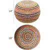 COTTON CRAFT Round Dori Pouf – Cotton Braid Cord Cable Knitted Ottoman – Foot Stool Footrest Floor Pouf Accent Furniture Bean Bag – Living Room Dorm Décor – 20.5 Dia x 13.5 High – Round Ivory Cream(Multi – Round)