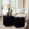 COTTON CRAFT Round Dori Pouf – Cotton Braid Cord Cable Knitted Ottoman – Foot Stool Footrest Floor Pouf Accent Furniture Bean Bag – Living Room Dorm Décor – 20.5 Dia x 13.5 High – Round Ivory Cream(Black – Cube Large)