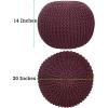 COTTON CRAFT Round Dori Pouf – Cotton Braid Cord Cable Knitted Ottoman – Foot Stool Footrest Floor Pouf Accent Furniture Bean Bag – Living Room Dorm Décor – 20.5 Dia x 13.5 High – Round Ivory Cream(Plum – Round)