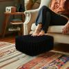 COTTON CRAFT Round Dori Pouf – Cotton Braid Cord Cable Knitted Ottoman – Foot Stool Footrest Floor Pouf Accent Furniture Bean Bag – Living Room Dorm Décor – 20.5 Dia x 13.5 High – Round Ivory Cream(Black – Cube Small)
