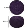 COTTON CRAFT Round Dori Pouf – Cotton Braid Cord Cable Knitted Ottoman – Foot Stool Footrest Floor Pouf Accent Furniture Bean Bag – Living Room Dorm Décor – 20.5 Dia x 13.5 High – Round Ivory Cream(Deep Plum – Round)