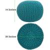 COTTON CRAFT Round Dori Pouf – Cotton Braid Cord Cable Knitted Ottoman – Foot Stool Footrest Floor Pouf Accent Furniture Bean Bag – Living Room Dorm Décor – 20.5 Dia x 13.5 High – Round Ivory Cream(Teal – Round)