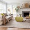 COTTON CRAFT Round Dori Pouf – Cotton Braid Cord Cable Knitted Ottoman – Foot Stool Footrest Floor Pouf Accent Furniture Bean Bag – Living Room Dorm Décor – 20.5 Dia x 13.5 High – Round Ivory Cream(Green – Round)