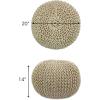 COTTON CRAFT Round Dori Pouf – Cotton Braid Cord Cable Knitted Ottoman – Foot Stool Footrest Floor Pouf Accent Furniture Bean Bag – Living Room Dorm Décor – 20.5 Dia x 13.5 High – Round Ivory Cream(Natural – Round)