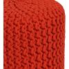 COTTON CRAFT Round Dori Pouf – Cotton Braid Cord Cable Knitted Ottoman – Foot Stool Footrest Floor Pouf Accent Furniture Bean Bag – Living Room Dorm Décor – 20.5 Dia x 13.5 High – Round Ivory Cream(Orange – Cylindrical)