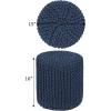 COTTON CRAFT Round Dori Pouf – Cotton Braid Cord Cable Knitted Ottoman – Foot Stool Footrest Floor Pouf Accent Furniture Bean Bag – Living Room Dorm Décor – 20.5 Dia x 13.5 High – Round Ivory Cream(Blue – Cylindrical)