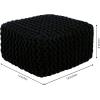 COTTON CRAFT Round Dori Pouf – Cotton Braid Cord Cable Knitted Ottoman – Foot Stool Footrest Floor Pouf Accent Furniture Bean Bag – Living Room Dorm Décor – 20.5 Dia x 13.5 High – Round Ivory Cream(Black – Cube Small)