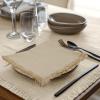 Cotton Craft Napkins, 12 Pack Oversized Dinner Napkins 20×20 Tomato, 100% Cotton, Tailored with Mitered corners and a generous hem, Napkins are 38% larger than standard size napkins(Beige – Fringe)