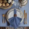Cotton Craft Napkins, 12 Pack Oversized Dinner Napkins 20×20 Tomato, 100% Cotton, Tailored with Mitered corners and a generous hem, Napkins are 38% larger than standard size napkins(Blue – Fringe)