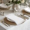 Cotton Craft Napkins, 12 Pack Oversized Dinner Napkins 20×20 Tomato, 100% Cotton, Tailored with Mitered corners and a generous hem, Napkins are 38% larger than standard size napkins(White – Fringe)