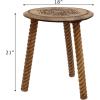 Cotton Craft Solid Wood Accent End Table – Hand Carved Vintage Boho Folding Side Table – Small Spaces Entryway Farmhouse Living Room Bedside – No Tools Assembly -18×18 Round – Jaipur Antique Brown(Natural)