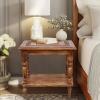 Cotton Craft Solid Wood Accent End Table – Hand Carved Vintage Boho Folding Side Table – Small Spaces Entryway Farmhouse Living Room Bedside – No Tools Assembly -18×18 Round – Jaipur Antique Brown(Brown)