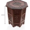 Cotton Craft Solid Wood Accent End Table – Hand Carved Vintage Boho Folding Side Table – Small Spaces Entryway Farmhouse Living Room Bedside – No Tools Assembly -18×18 Round – Jaipur Antique Brown(Antique Dark Brown)