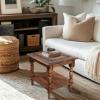 Cotton Craft Solid Wood Accent End Table – Hand Carved Vintage Boho Folding Side Table – Small Spaces Entryway Farmhouse Living Room Bedside – No Tools Assembly -18×18 Round – Jaipur Antique Brown(Brown)