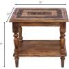 Cotton Craft Solid Wood Accent End Table – Hand Carved Vintage Boho Folding Side Table – Small Spaces Entryway Farmhouse Living Room Bedside – No Tools Assembly -18×18 Round – Jaipur Antique Brown(Brown)