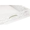 Hand Carved Wooden Serving Tray – Decorative Breakfast Tray with Handles – Rustic Wooden Food Tray with Intricate Detail – Unique Furnishing Accent – Distressed White Finish – 17x13x2.5 – COTTON CRAFT
