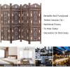 Room Divider Wood Floor Screen Partition – Sari Patchwork Fabric on Antique Brown Wood Frame – Three Folding Panels 60×72 – Free Standing Portable Small Spaces Boho Hand Crafted Screen – COTTON CRAFT(Ghanti – Antique Brown)