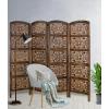 Room Divider Wood Floor Screen Partition – Sari Patchwork Fabric on Antique Brown Wood Frame – Three Folding Panels 60×72 – Free Standing Portable Small Spaces Boho Hand Crafted Screen – COTTON CRAFT(Rajasthan – Antique Brown)