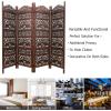 Room Divider Wood Floor Screen Partition – Sari Patchwork Fabric on Antique Brown Wood Frame – Three Folding Panels 60×72 – Free Standing Portable Small Spaces Boho Hand Crafted Screen – COTTON CRAFT(Hathi – Walnut Brown)