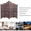 Room Divider Wood Floor Screen Partition – Sari Patchwork Fabric on Antique Brown Wood Frame – Three Folding Panels 60×72 – Free Standing Portable Small Spaces Boho Hand Crafted Screen – COTTON CRAFT(Mahanadi – Antique Brown)