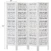 Room Divider Wood Floor Screen Partition – Sari Patchwork Fabric on Antique Brown Wood Frame – Three Folding Panels 60×72 – Free Standing Portable Small Spaces Boho Hand Crafted Screen – COTTON CRAFT(Rania – Antique White)