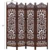 Room Divider Wood Floor Screen Partition – Sari Patchwork Fabric on Antique Brown Wood Frame – Three Folding Panels 60×72 – Free Standing Portable Small Spaces Boho Hand Crafted Screen – COTTON CRAFT(Kamal – Antique Brown)