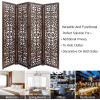 Room Divider Wood Floor Screen Partition – Sari Patchwork Fabric on Antique Brown Wood Frame – Three Folding Panels 60×72 – Free Standing Portable Small Spaces Boho Hand Crafted Screen – COTTON CRAFT(Scroll – Antique Brown)
