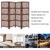 Room Divider Wood Floor Screen Partition – Sari Patchwork Fabric on Antique Brown Wood Frame – Three Folding Panels 60×72 – Free Standing Portable Small Spaces Boho Hand Crafted Screen – COTTON CRAFT(Coral – Antique Brown)