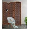 Room Divider Wood Floor Screen Partition – Sari Patchwork Fabric on Antique Brown Wood Frame – Three Folding Panels 60×72 – Free Standing Portable Small Spaces Boho Hand Crafted Screen – COTTON CRAFT(Taj – Antique Brown)
