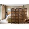 Room Divider Wood Floor Screen Partition – Sari Patchwork Fabric on Antique Brown Wood Frame – Three Folding Panels 60×72 – Free Standing Portable Small Spaces Boho Hand Crafted Screen – COTTON CRAFT(Rajasthan – Antique Brown)