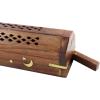 Sheesham Wood Incense Burner Holder – Set of 2 Coffin Style Sun Moon Inlay Handmade Aromatherapy Room Freshener Fragrance Cone Incense Stick Burner Ash Catcher – Zen Home Gift – 12x2x2 – COTTON CRAFT(Natural – Sun & Moon Inlays)
